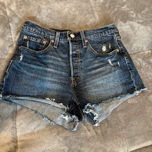 Old Navy Dark Blue Distressed Jean Shorts